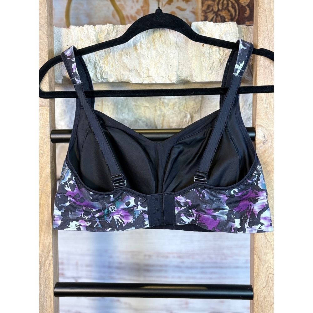 Lululemon Athletica 38D Sports Bra Purple Teal Floral High Impact - Picture 2 of 5
